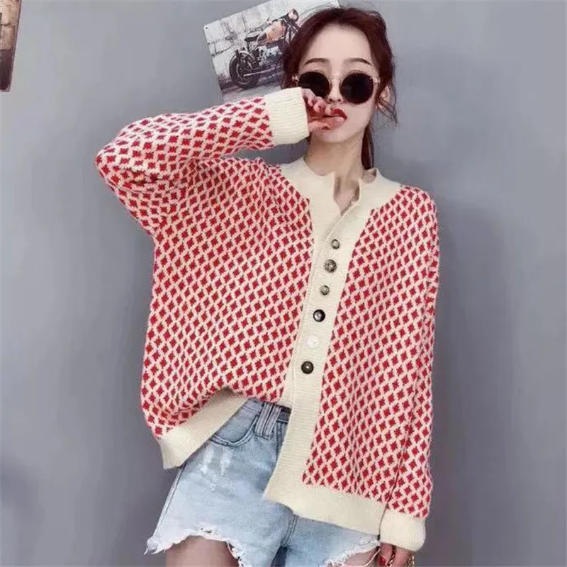 

2019 Spring Knit Women Cardigans Button Up Fashion Korean Cardigans Long Sleeve Loose Casual Knit Tops Retro Sweaters
