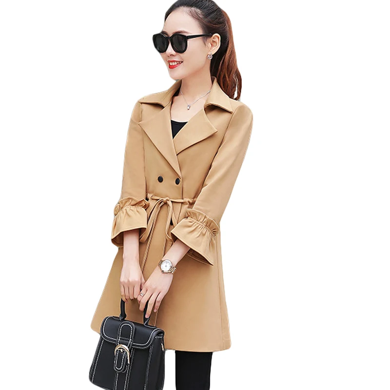 Women Spring Trench Coat 2018 New Autumn Double breasted Trench Coats