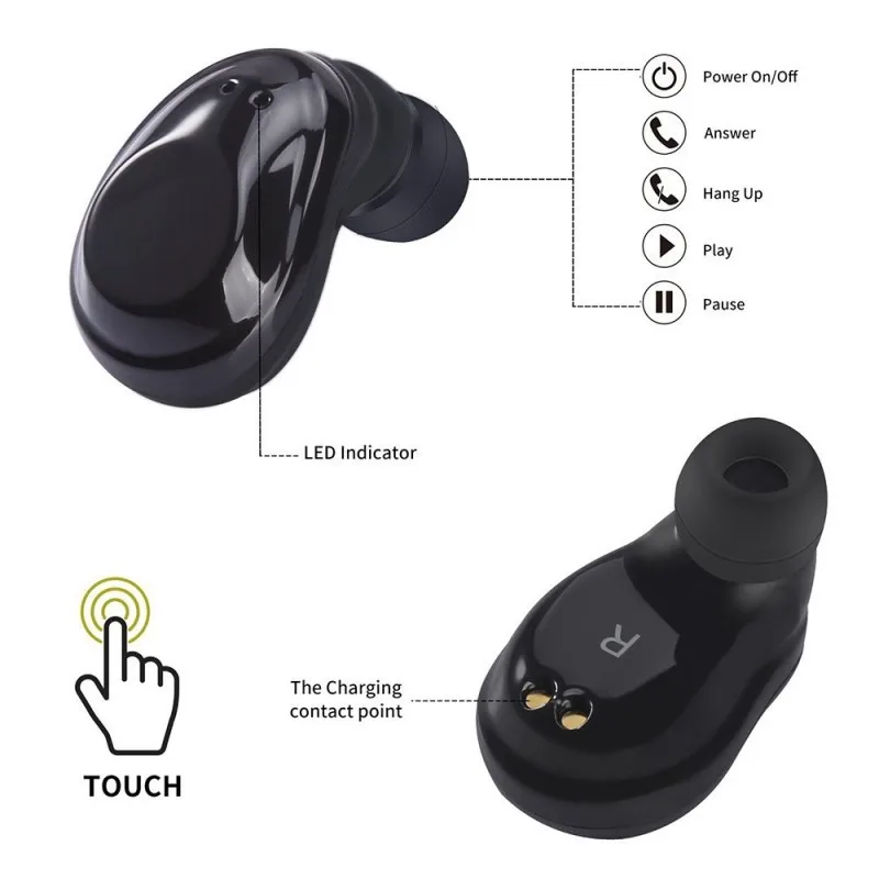 JQAIQ Tws Mini Bluetooth Headsets Wireless Earbuds In Ear Touch Earphones Handsfree Earpieces For Android Iphone Samsung