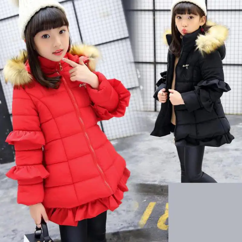  2018 Winter Russia Children Long Cotton Christmas Down & Parkas Girls Down Jackets Coats Baby Outwe
