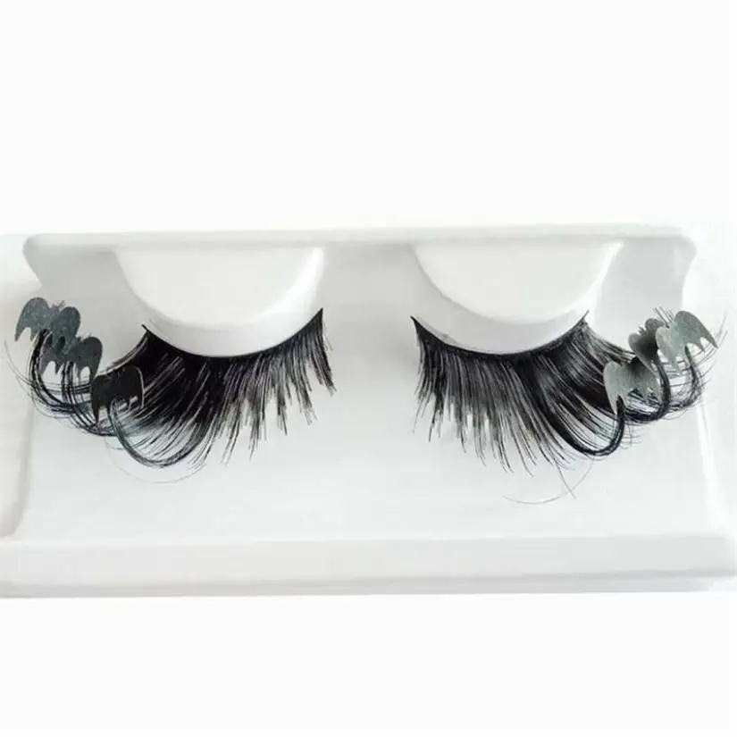 

HOT A pair Women 's Halloween Party Party Makeup Art Black Bat Wave False Eyelashes maquiagem cilios postios Dropshipping