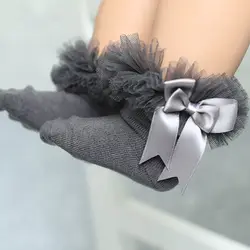 2019 г. весенние носки для малышей Мягкие хлопковые кружевные носки с большим бантом для девочек