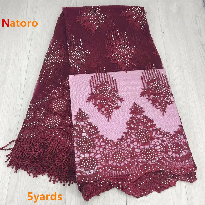 

Fashion Nigerian Lace Fabric High Quality stones Latest Net Dress Designs Tulle Lace Fabric African Lace fabric YDS042