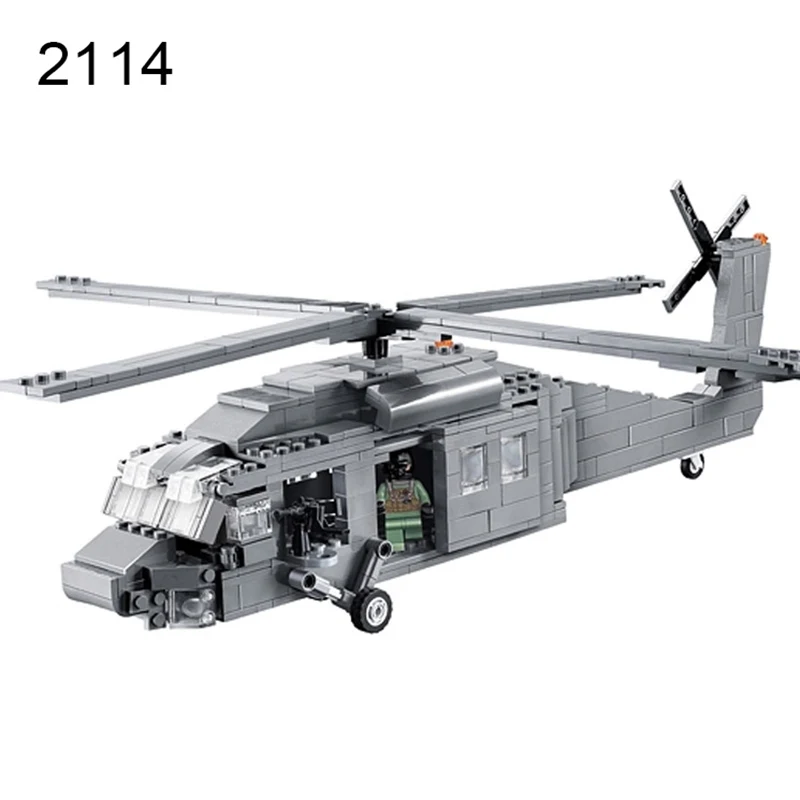 Decool 2114 черный Hawk commandus вертолет Sheng Yuan строительный блок Дети DIY Кирпичи игрушки