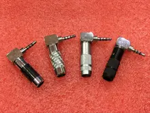 Free Shipping 10pcs Copper Rhodium Plated carbon fiber 2 5mm 4 Pole 90 Degree L shape Repair Headphone Jack Plug Cable Solder