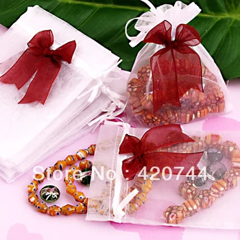 

100Pcs/Lot 10*12mm White Organza Wedding Gift Bags Drawstring Pouches