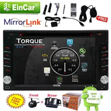 Android 6.0 GPS навигации 2 DIN Стерео DVD 2 DIN в тире головное устройство с двойной камерой в OBD2 микрофон WI-FI передней камеры заднего вида