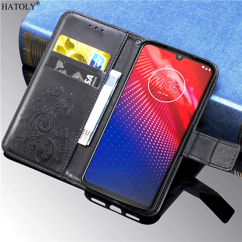Flip Cover Voor Motorola Moto Z4 Case Luxe Lederen Portemonnee Telefoon