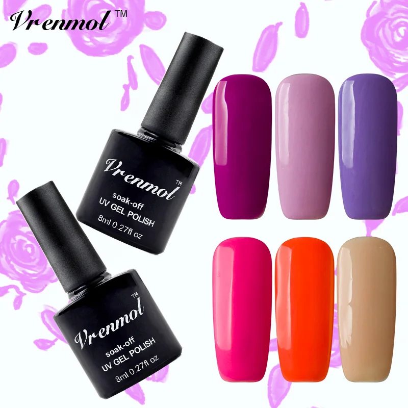 

Vrenmol 1pcs Nails Manicure 29 Color for Choose 8ml Soak Off Enamel Gel Polish LED UV Gel Nail Polish Varnishes Nai Art