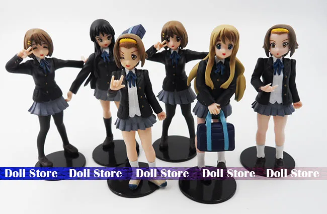

6pcs/lot Japanese anime figure 10cm k-on!action figure best Christmas kids toys Akiyamn Mio Yui Hirasawa school uniform Cartoon