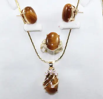 

Hot sale new Style >>>>>-blue/red/pink/purple/green stone-tiger eye stone earring pendant ring set