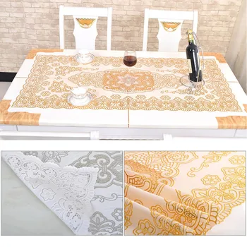 

PVC Hot stamping Tablecloth Anti-skid Insulation Lace Tablecloth Dining Table Cover For Kitchen Home Decor