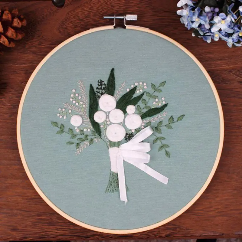 

Full Range Of Embroidery With Tools Kit DIY Flower Rings Handkerchief For Valentines Day Lovers Gift DIY Knitting Products