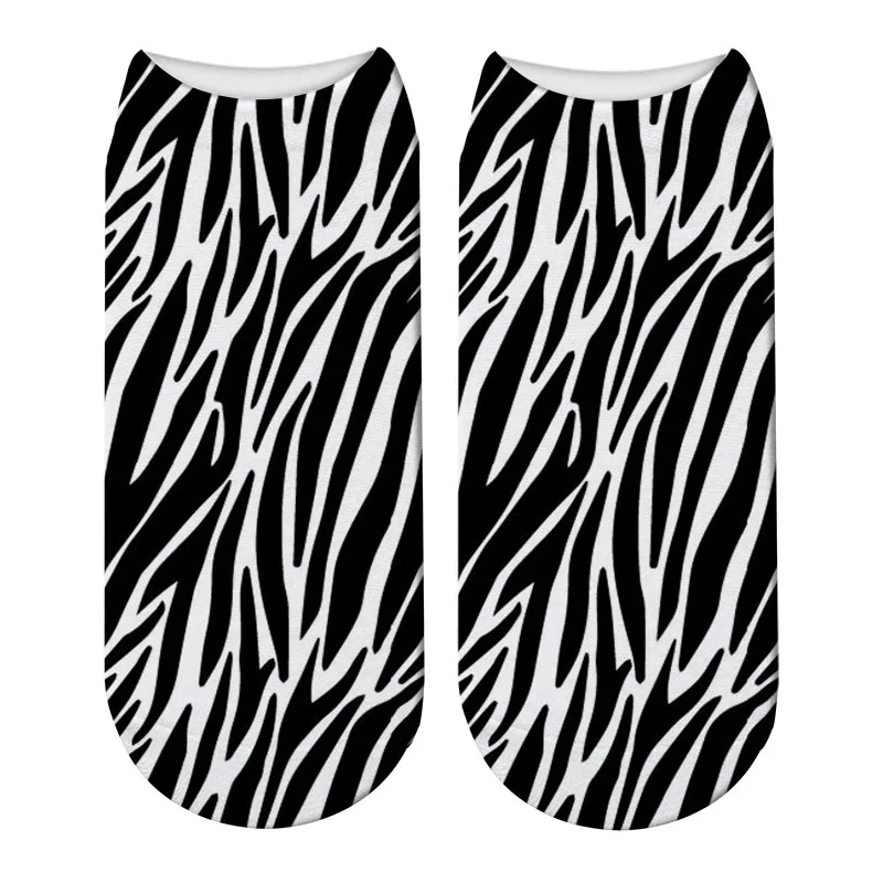 Модные 3D принты животных кожи носки с зеброй женские леопардовые далматинские милые носки Harajuku корова Тигр забавные короткие носки