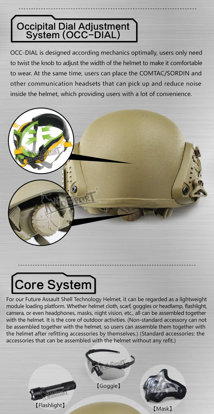 MICH2000 тактический шлем чистый цвет OCC циферблат ARC Rail Регулируемый Открытый CS военная игра страйкбол защита головы для пейнтбола