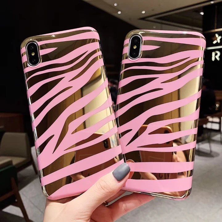 

Zebra Stripes Case For iphone XS MAX XR Colorful Gold Foil Phone Case For iphone 6 6s 7 8 Plus X Cases Soft Cover
