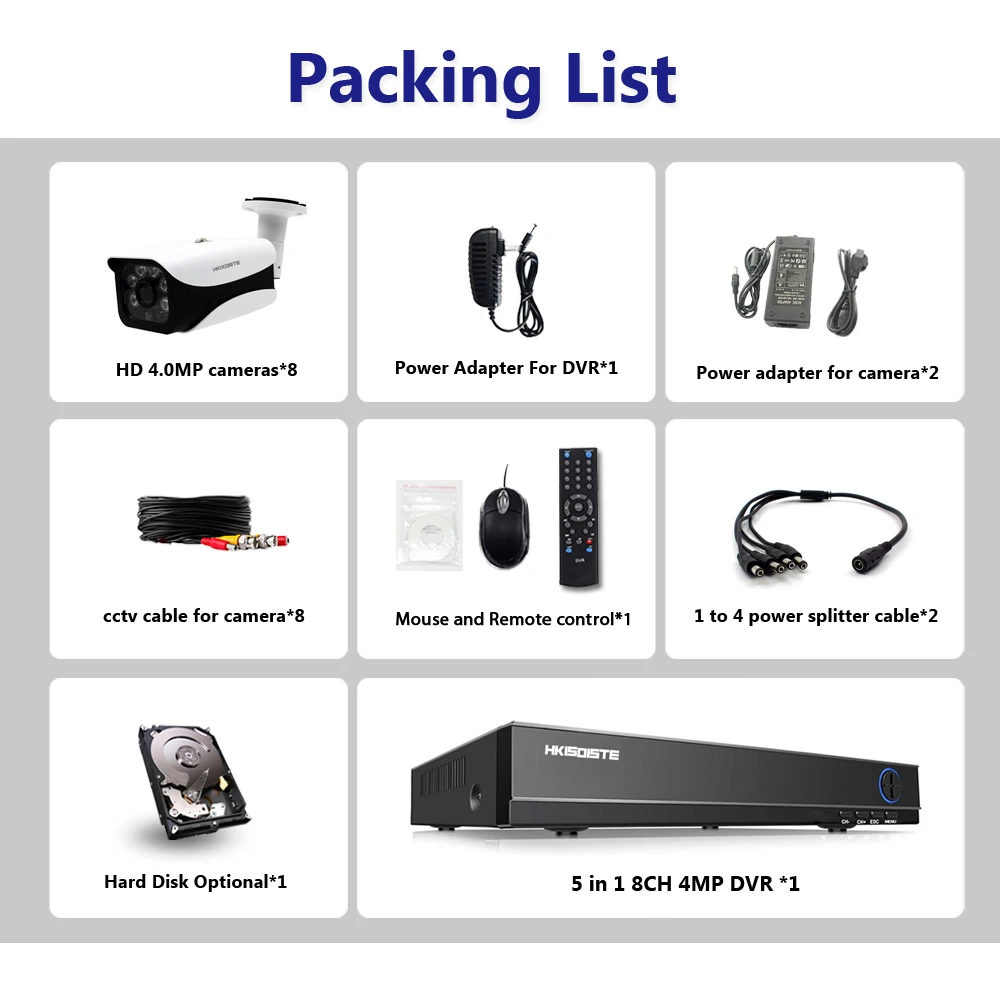 8CH HD AHD 4MP Home Outdoor Security Camera System Kit Video Surveillance Bullet CCTV Camera P2P Camera Syst 8CH HD AHD 4MP Home Outdoor Security Camera System Kit Video Surveillance Bullet CCTV Camera P2P Camera Syst