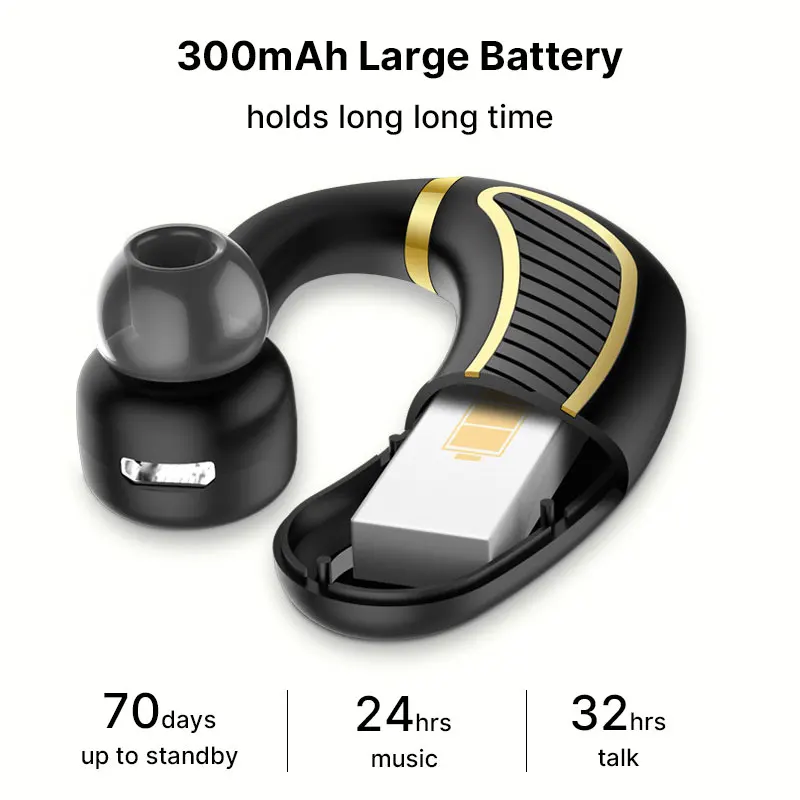 Handsfree Bluetooth Earphone For iPhone X XS XR 7 8 6s Ear Hook Bluetooth Headset For Xiaomi Redmi k20 pro mi 9 Huawei p20 lite