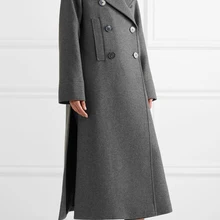 Великобритания Весна Зима Женское простое двубортное длинное пальто макси с карманами Женская шерстяная Верхняя одежда manteau femme abrigos mujer