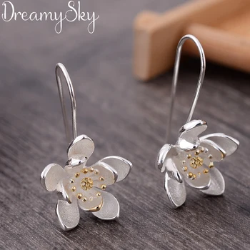 Fashion Jewelry Silver Color Large Flower Earrings For Women Ladies Earrings Girls Gifts Pendientes Brincos