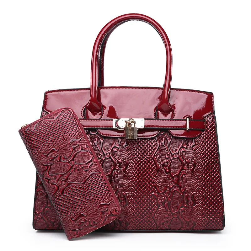 

Chu JJ Fashion Women's Patent Leather Handbags With Wallet Shoulder CrossBody Bag Fashion Messenger Bags Women Composite Bags