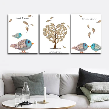 

Lovely Birds Tree Nordic Wall Picture Posters and Print Canvas Painting Calligraphy Decor for Living Room Home Decor Frameless