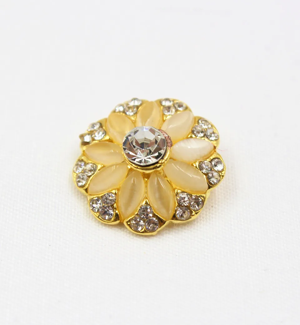 2 Crystal Rhinestone Buttons Gold FREE Postage