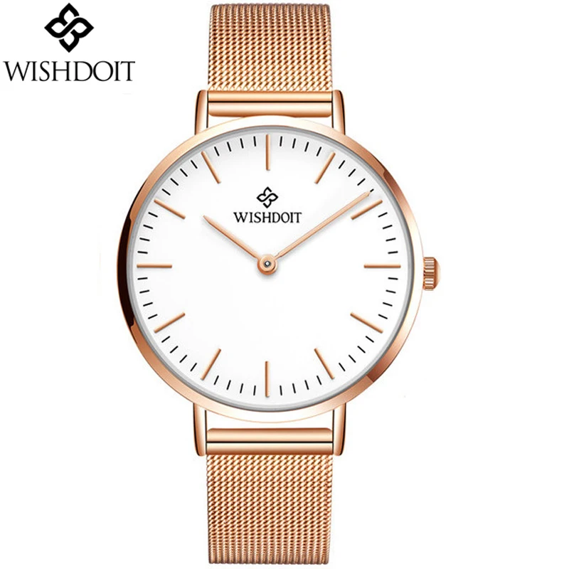 

Women Watch Top Brand Luxury WISHDOIT Ladies Stainless Steel Waterproof Quartz Watch ultra-thin Casual Watch Relogio feminino