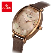 Julius бренд леди 3D цветок прямоугольник циферблат кожа часы Винтаж римские цифры кварцевые наручные часы женские Reloj Mujer Часы