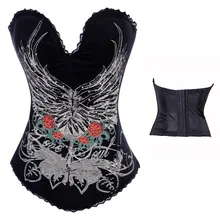 S-XXL готический, панк-рок Крюк татуировки Хлопок костяной корсет, бюстье Воробей Сексуальный Дьявол череп крылья