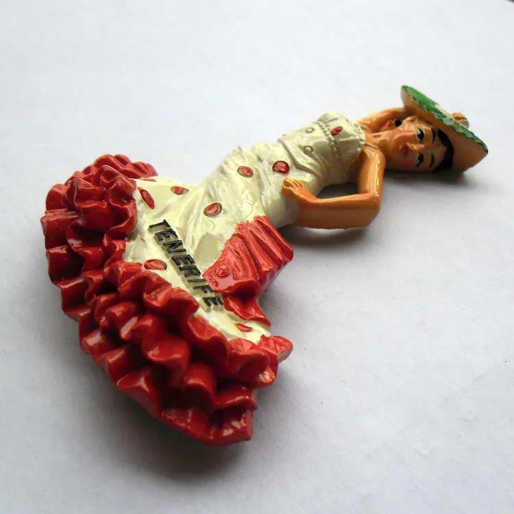 Magnete Frigorifero 3D Ballerina Di Flamenco – Fatto A Mano In Resina – Souvenir Spagna 7x9 Cm