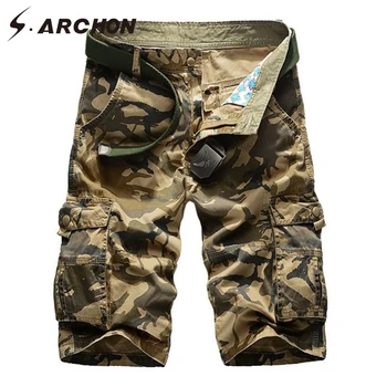 

S.ARCHON Summer Military Camouflage Cargo Shorts Men Multi Pockets Cotton Tactical Combat Shorts Paintball Airsoft Army Shorts