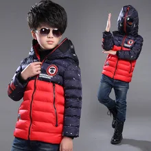 Children Boy winter jacket Spiderman windproof hooded glasses cartoon outerwear kids coat cotton padded warm winter
