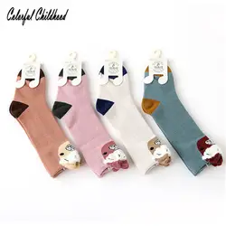 Унисекс Детские носки, 4 пары очаровательных коротких носков из чистого хлопка с рисунком из мультфильма, зимние теплые нескользящие носки