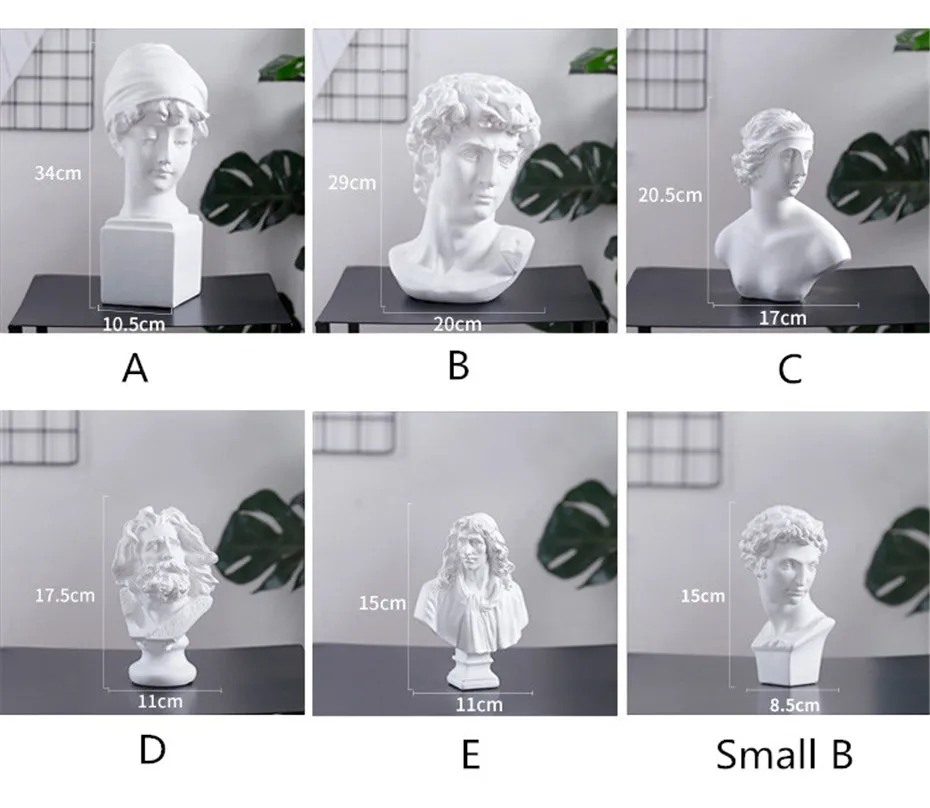 Resin Figure Statue Plaster Figure Decoration Large Art Props Portrait Sculpture Model Human Head Ornament Gift Home Decoration (23)