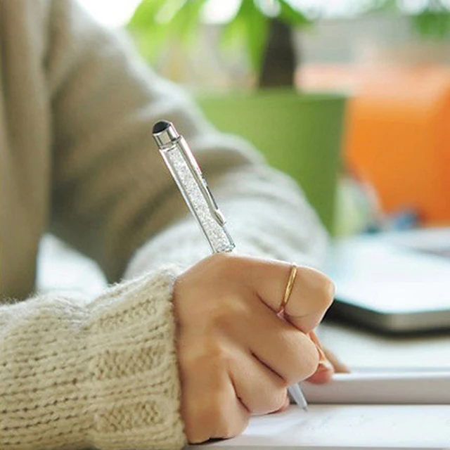 Kit 5 Canetas 2 em 1 - esferográfica diamante de cristal + caneta capacitiva - Imagem 3