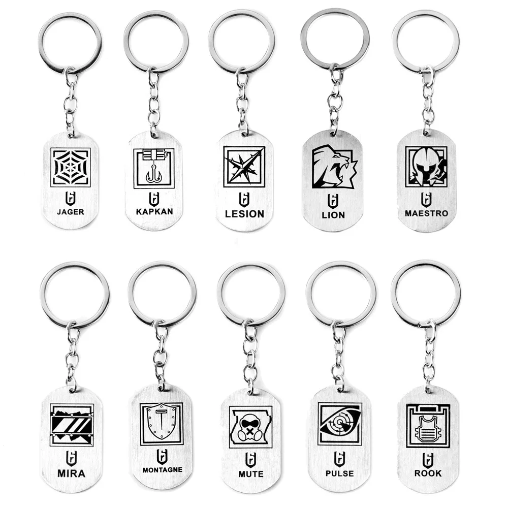 

40 Types FPS Game Rainbow Six Siege Keyring Stainless Steel Keychain Metal Pendant jewelry Fans Gift Charm Accessories Series 2