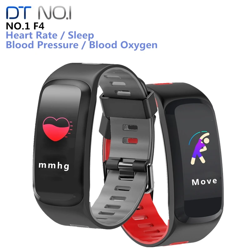 

No.1 F4 Smart Bracelet IP68 Blood Pressure Blood Oxygen Heart Rate Bluetooth 4.0 Sport Fitness Wristband For IOS Android