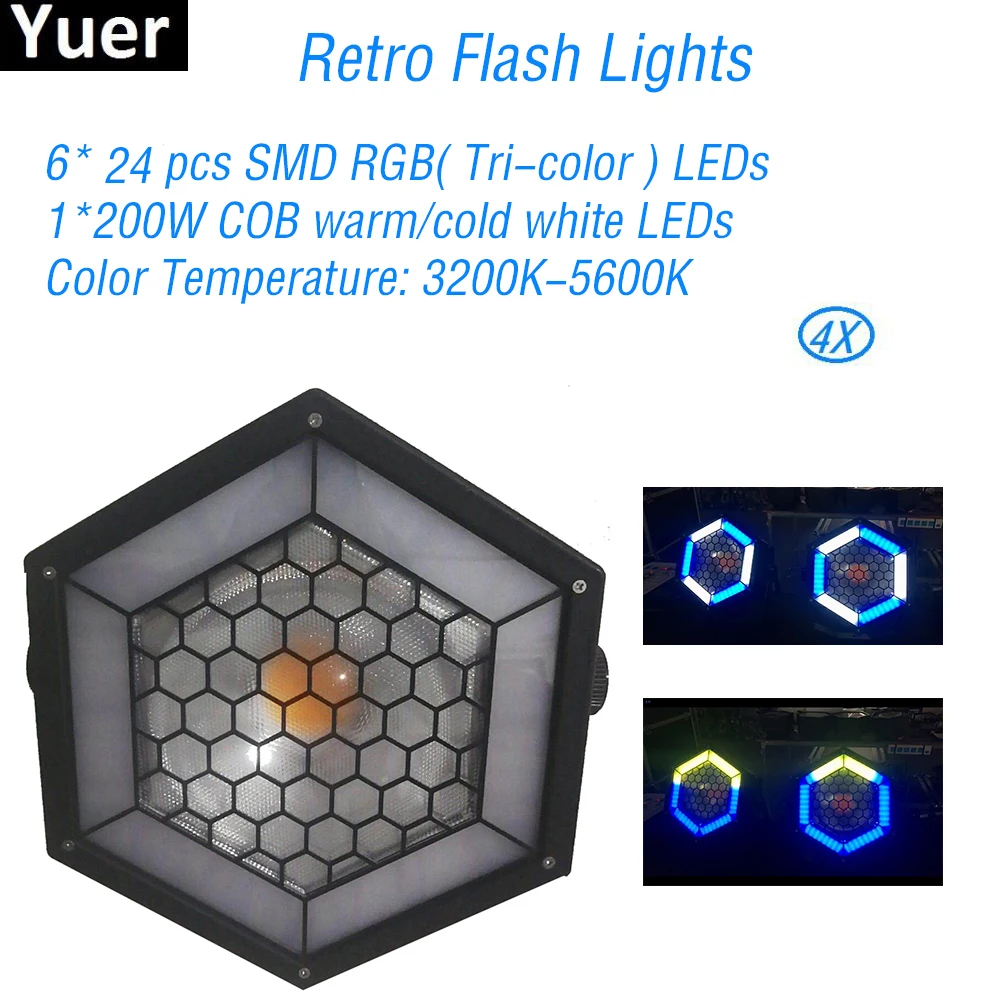 4 шт./лот Ретро вспышки света 6*24 шт Светодиодные светильники внешнего закрепления с компонентным видеосигналом Цвет музыка диско диджей
