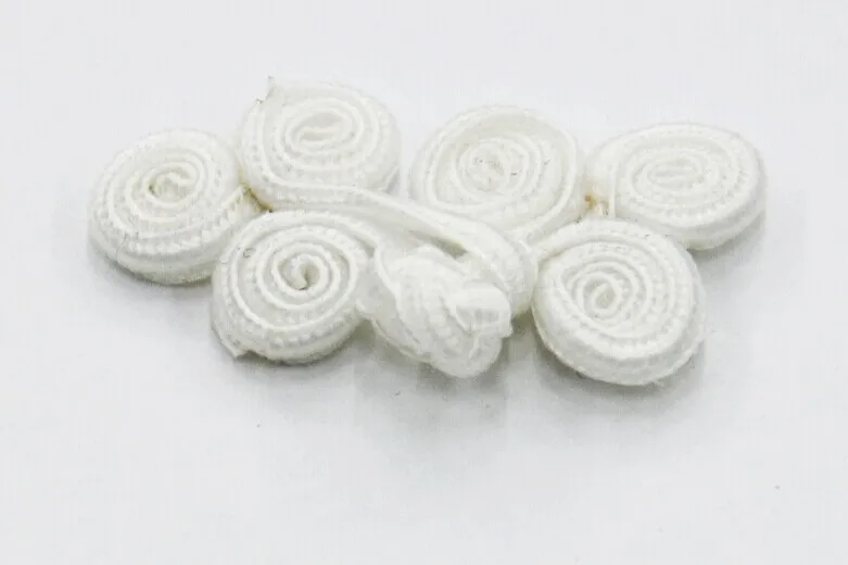 

20set Craft Handmade Fabric Braided White 3 Circles Button Sewing On Chinese Frog Closure Fastener Knot Button NK37