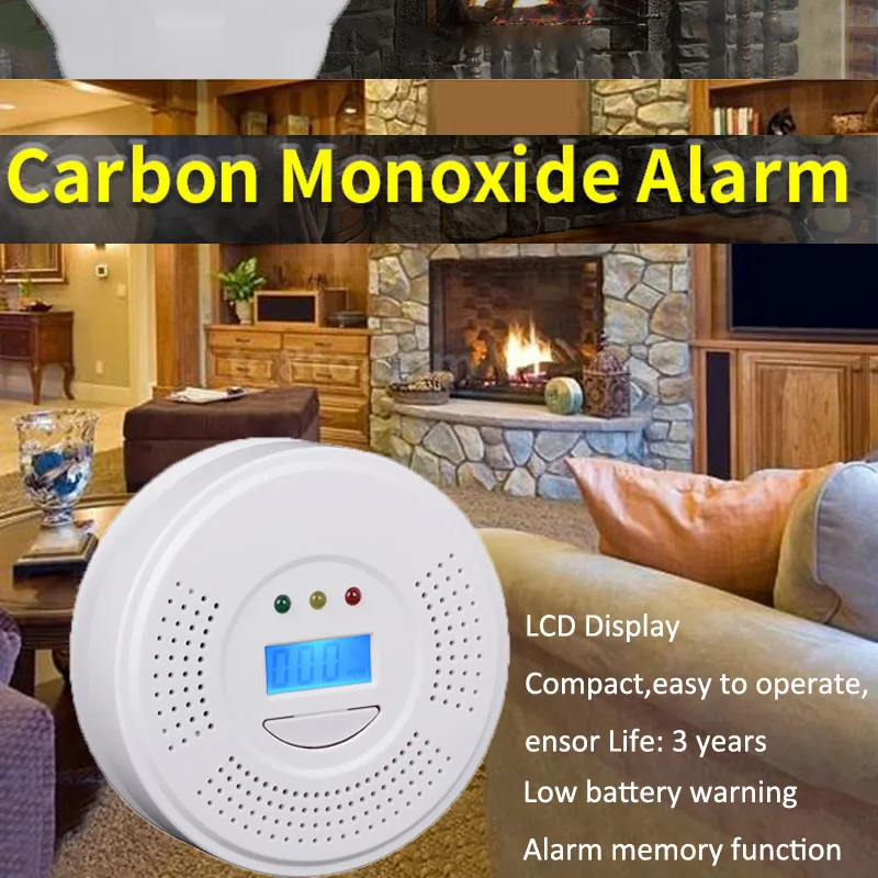 

1PCS BS-610 Home Safety High Sensitive Carbon Monoxide Poisoning Alarm Detector LCD Photoelectric Independent CO Gas Sensor
