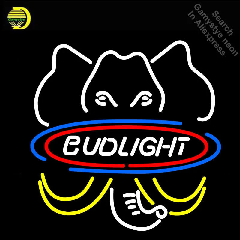 

Bud Light Elephant Neon Sign Neon Bulbs Sign GLASS Tube Handcraft neon Light Signs Advertise cool vintage neon lamps wholesale