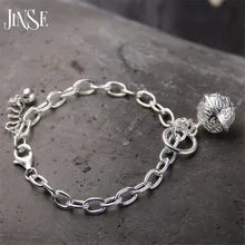 JINSE Wholesale 925 Fine bracelet 925 Fine Fashion Jewelry Bell Charms Bracelet For Women 18*1.40cm 3cm Extend Chain