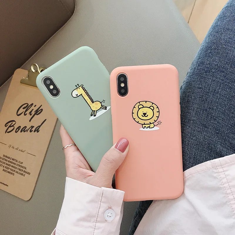 PEEPING cute cartoon animal Giraffe lion Case For iPhone 7 7Plus 6 6S 6Plus 8 8Plus X XR XS Max TPU Anti-fall Candy soft shell02