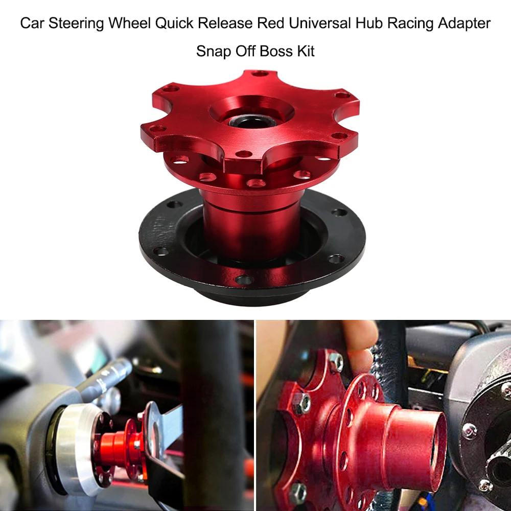 Universal Car Steering Wheel Quick Release Red Hub Racing Adapter Snap