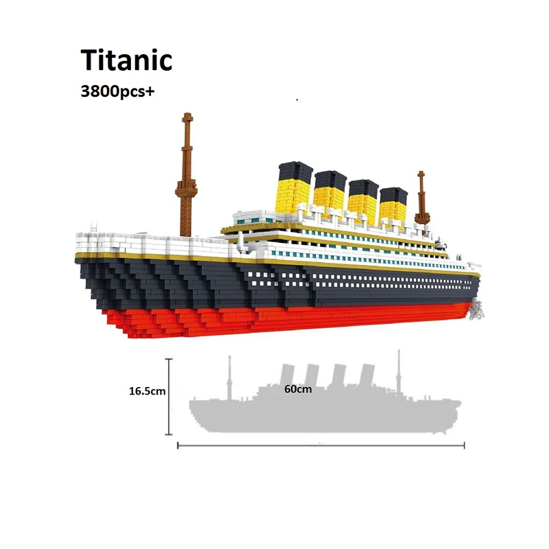 

3800 pcs Mini blocks Titanic Building Bricks Model Big size 60cm Figures Educational Toys Boat Juguetes Girls Gifts for Kids