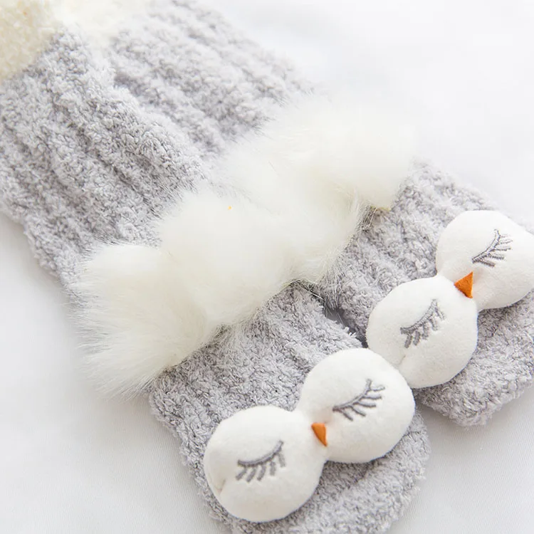 Three Pairs of Batches Autumn and Winter Furring and Thickening Half-sided Furry Heating Socks Sweet Cartoon Coral Socks BFC191