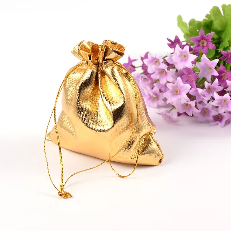 200pcs 12x10cm Golden Organza Gift Bags for Jewelry Colleting Packaging ...