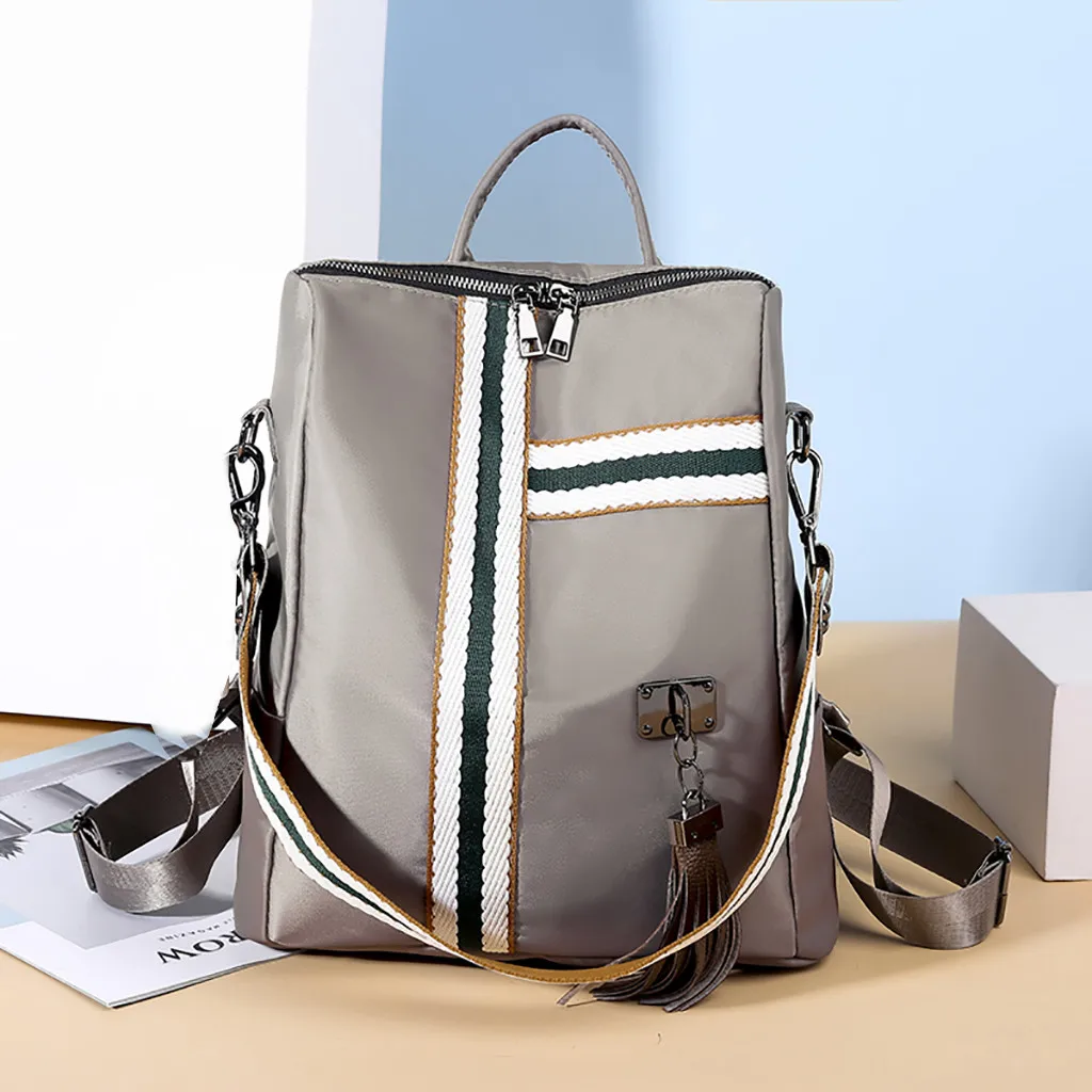 

Women Oxford Backpack Tassel School Bag Travel Book Satchel Waterproof Laptop Black Casual Daypack Girl Large Capacity Rucksack