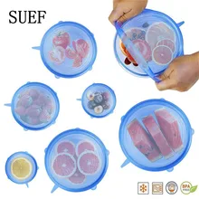 SUEF 1 шт. силиконовые эластичные многоразовые крышки герметичные крышки для пищевых продуктов, сохраняющие свежесть, уплотнительная чаша, эластичная крышка для кухонной посуды